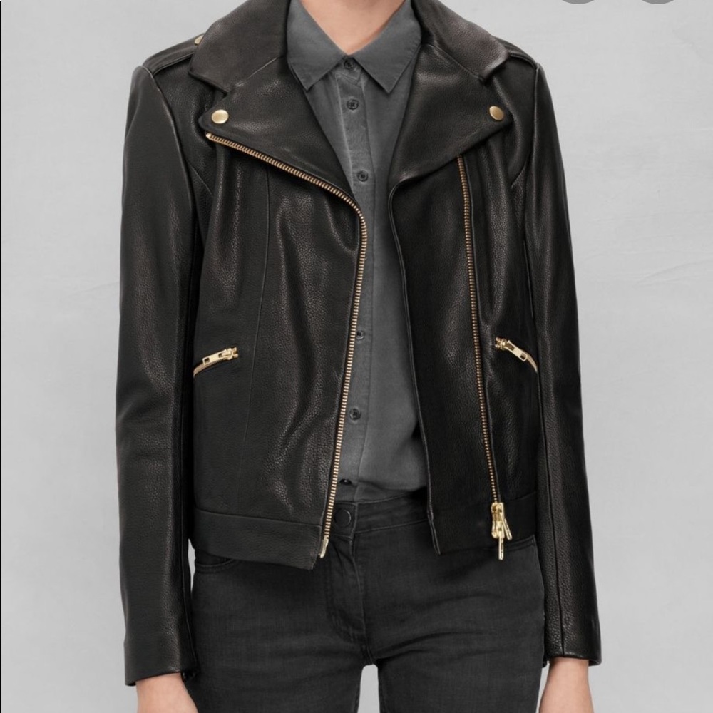& other stories leather jacket, US4
